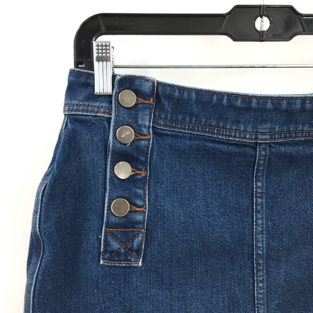 y2K Loft Denim sailor Button Waist denim Mini Skirt dark blue jean cool girl 4 - Picture 2 of 8